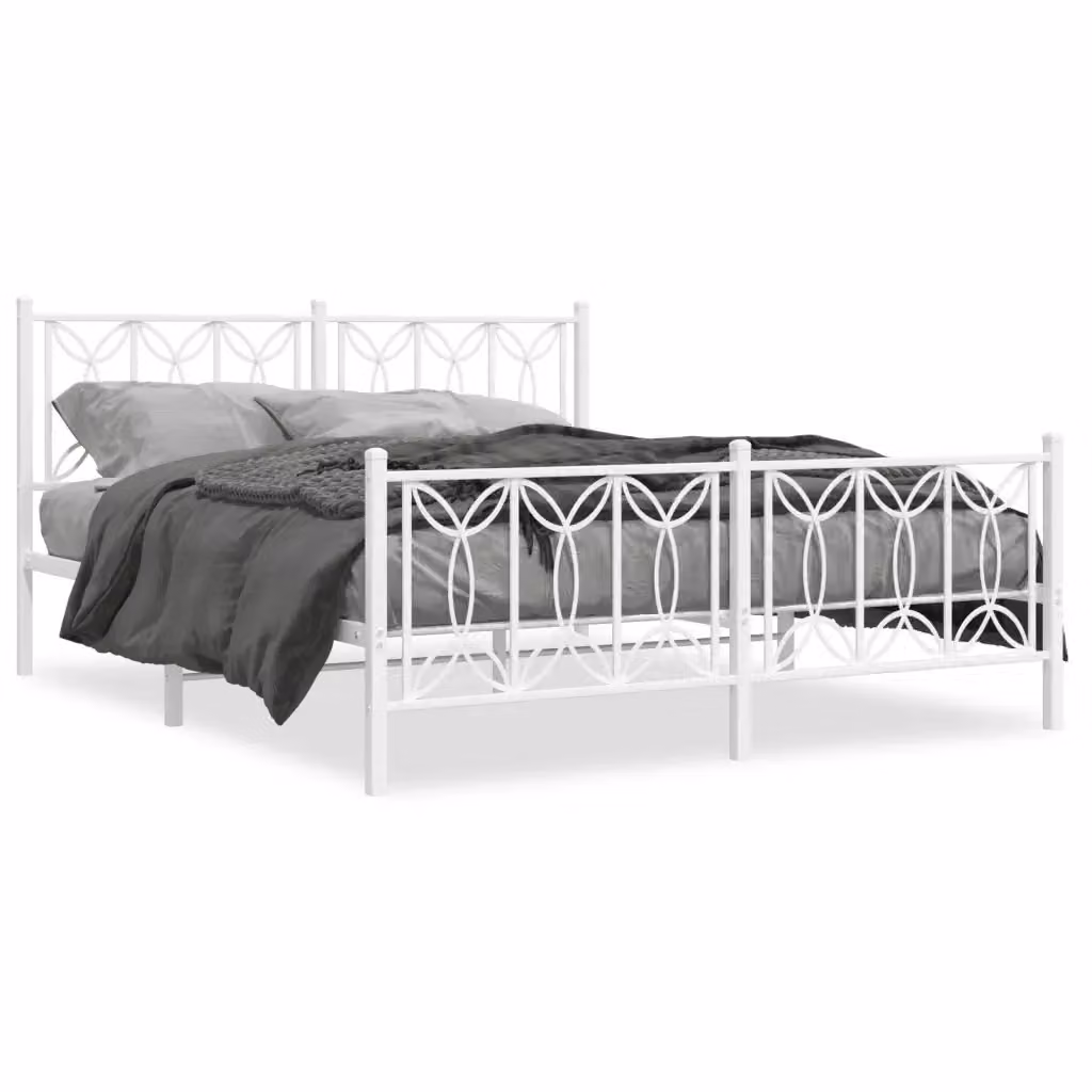 Giroletto con testiera e pediera in metallo bianco vidaXL L/P: 150 x 200 cm – 2