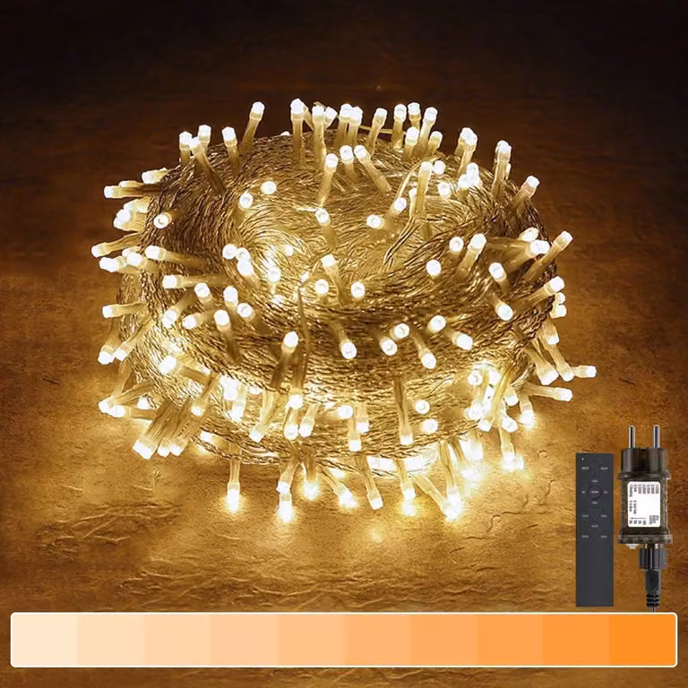 Catena luminosa a LED - 300 LED - Luce calda - Con telecomando