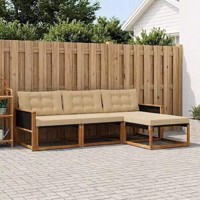 Set di divani da esterno 4 pz Naturale e Beige 3381337