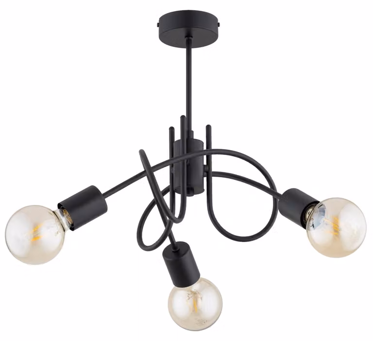 Lampada a sospensione con bracci intrecciati MIKA nera 3xE27x15W in metallo, dimensioni: 40x45x45 cm, IP20 Alfa