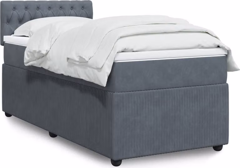 Maison Exclusive - Giroletto a Molle con Materasso Grigio Scuro 90x190 cm Velluto