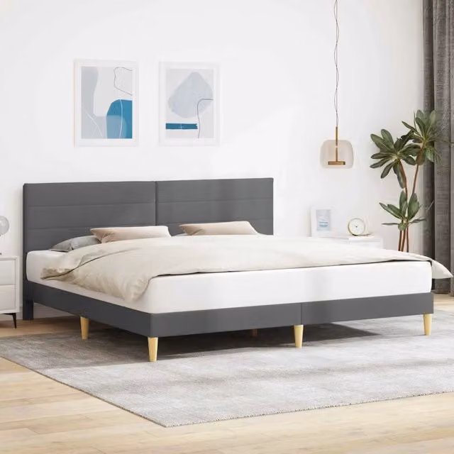 Struttura del letto moderna vidaXL in tessuto grigio, L/P/H: 180 x 200 x 96 cm