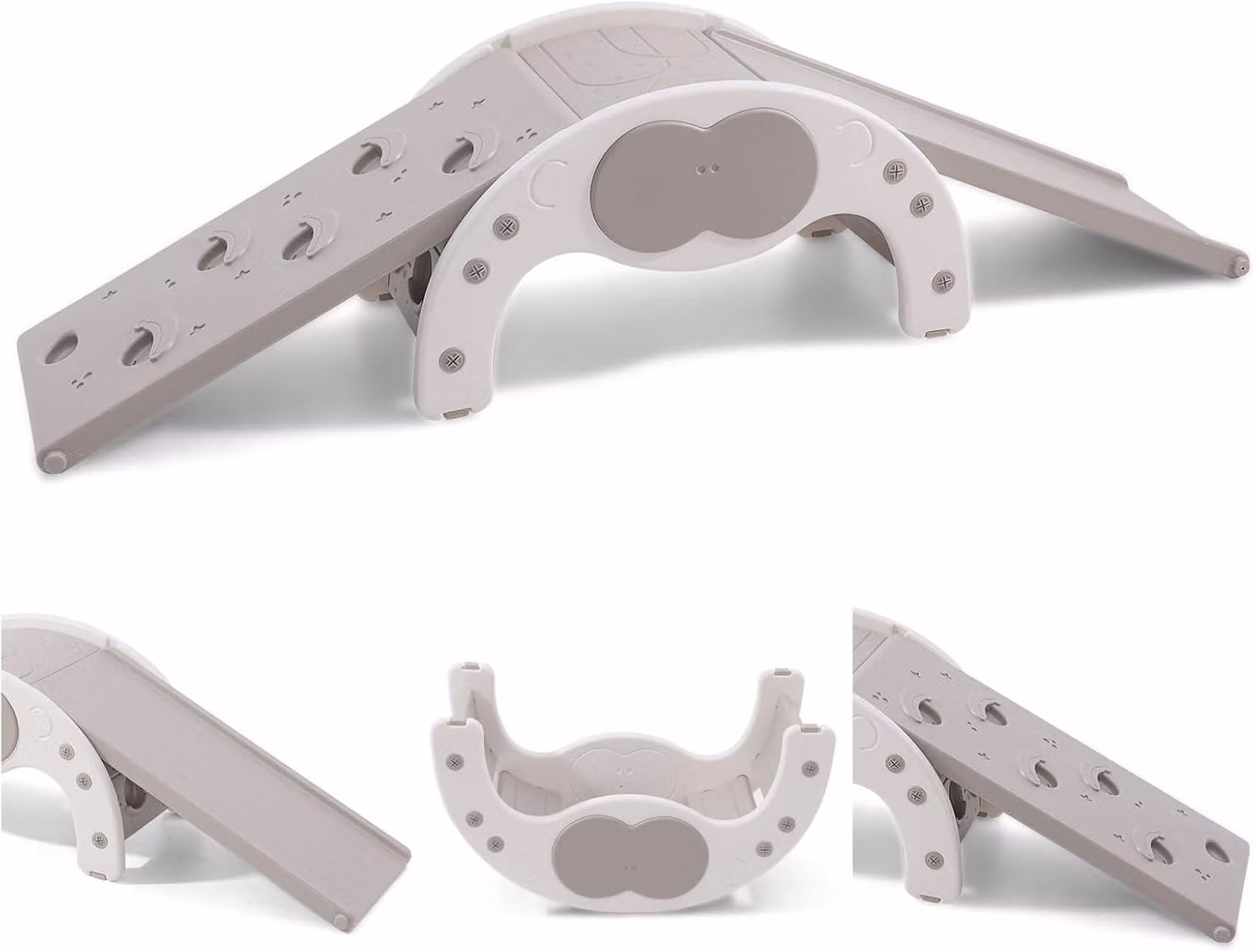 Struttura da arrampicata per interni, con 2 pannelli da arrampicata a doppia faccia, scivolo multifunzione 3-in-1, colore grigio, ideale per la cameretta dei bambini