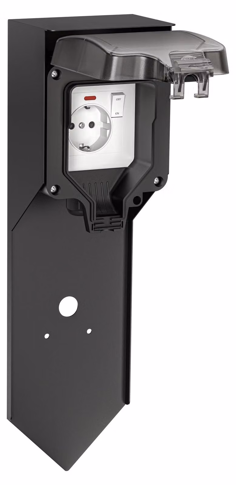 ledscom.de - Colonna di prese da esterno per giardino, modello POXO, da inserire nel terreno, grado di protezione IP65, con 1 presa – Colore: nero / 1 presa, dimensioni: confezione da 1 pezzo