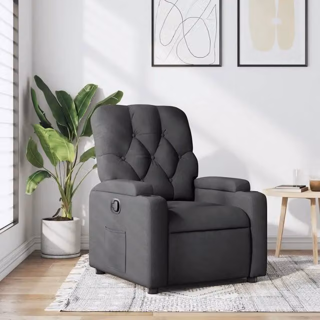 Poltrona reclinabile relax vidaXL in tessuto grigio con braccioli e leva manuale