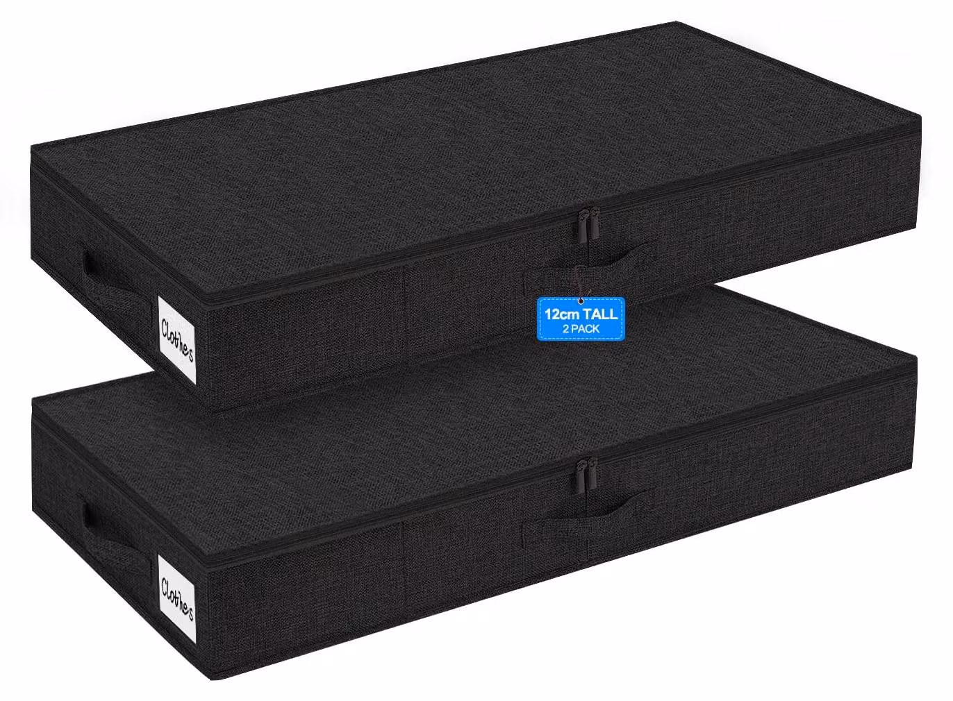 Contenitore sottobordo da 40 litri, confezione da 2, altezza 12 cm, con coperchio, ideale per riporre lenzuola e biancheria da letto
