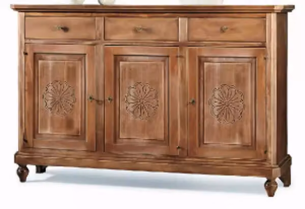 Madia credenza 3 porte in legno stile country noce consumato Mobili 2G L: 104 cm, P: 43 cm, H: 98 cm – 3
