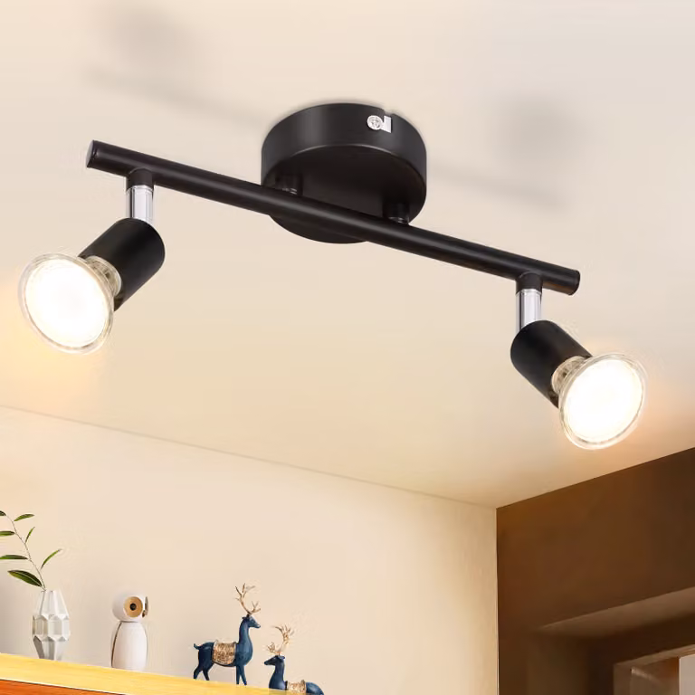 ZMH LED plafoniera faretto a soffitto 2 fiamme soggiorno nero lampada a soffitto GU10 spot a soffitto orientabile 330°rotazione soffitto camera da letto cucina corridoio