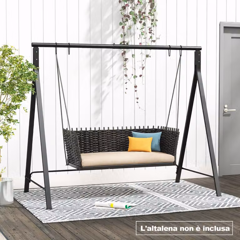 Costway Telaio per altalena da esterno con struttura a forma di A in metallo Nero