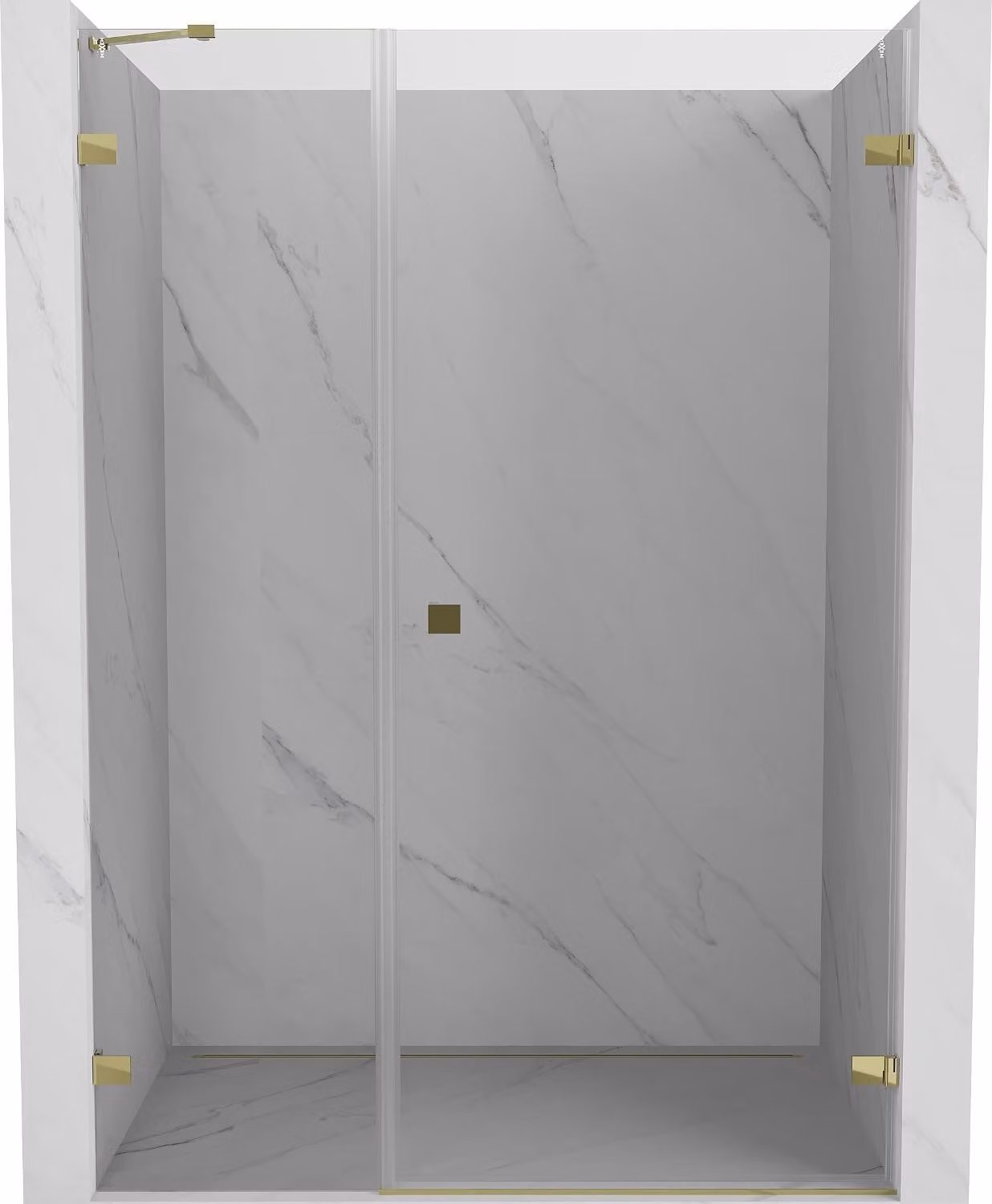 Mexen Lunar-B porta doccia a battente destra 135 cm, trasparente, dorata - 832S-135-050-50-00-P