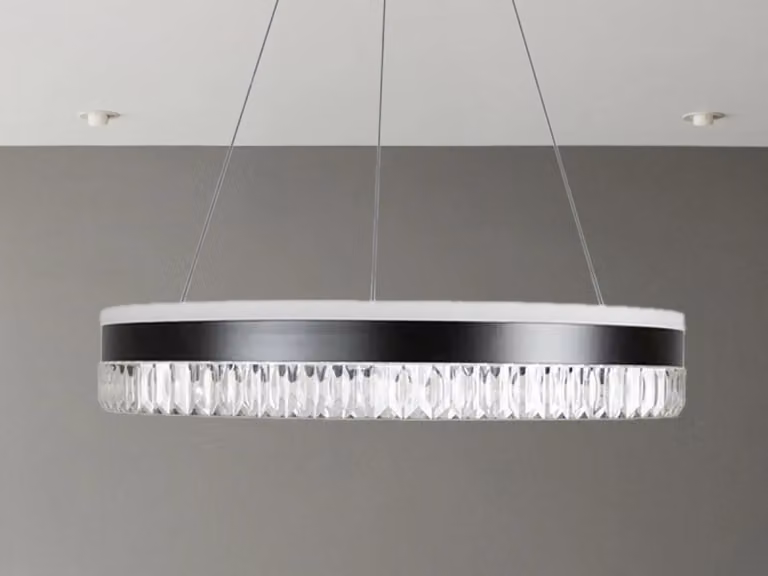 Lampadario a sospensione in cristallo con luci LED, telecomando e potenza di 80W - Modello TA2302/B