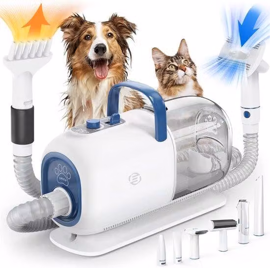Asciugacapelli per cani con getto d'aria