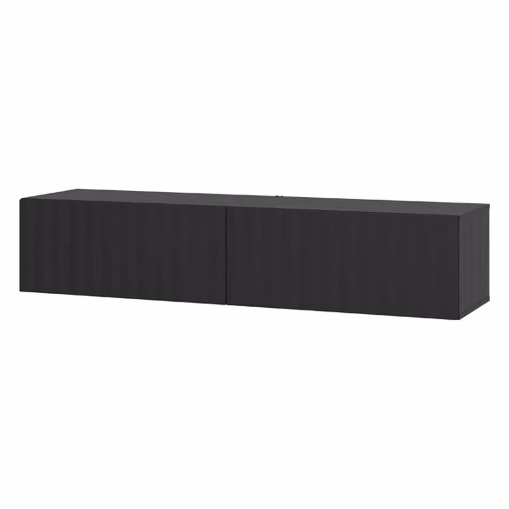 Mobile porta TV Maderno DMORA con un ripiano, nero opaco, L 154 cm x P 42 cm x H 32 cm – 2