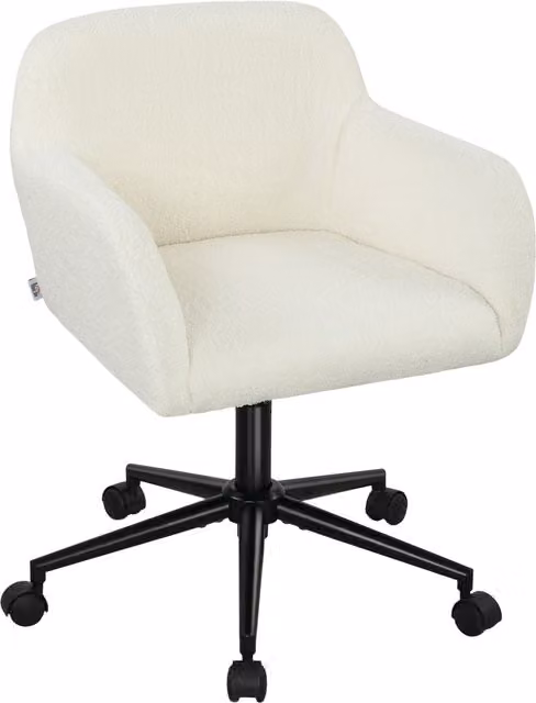 HOMCOM Sedia da Ufficio Girevole con Ruote, Sedia da Scrivania, Tessuto in Pile, Schiuma, Regolabile in Altezza, Home Office, Crema   Aosom Italy