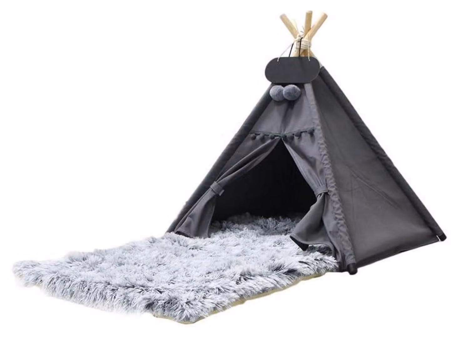 Tenda per animali domestici con cuscino in peluche, colore grigio scuro, dimensioni 50x50x60 cm