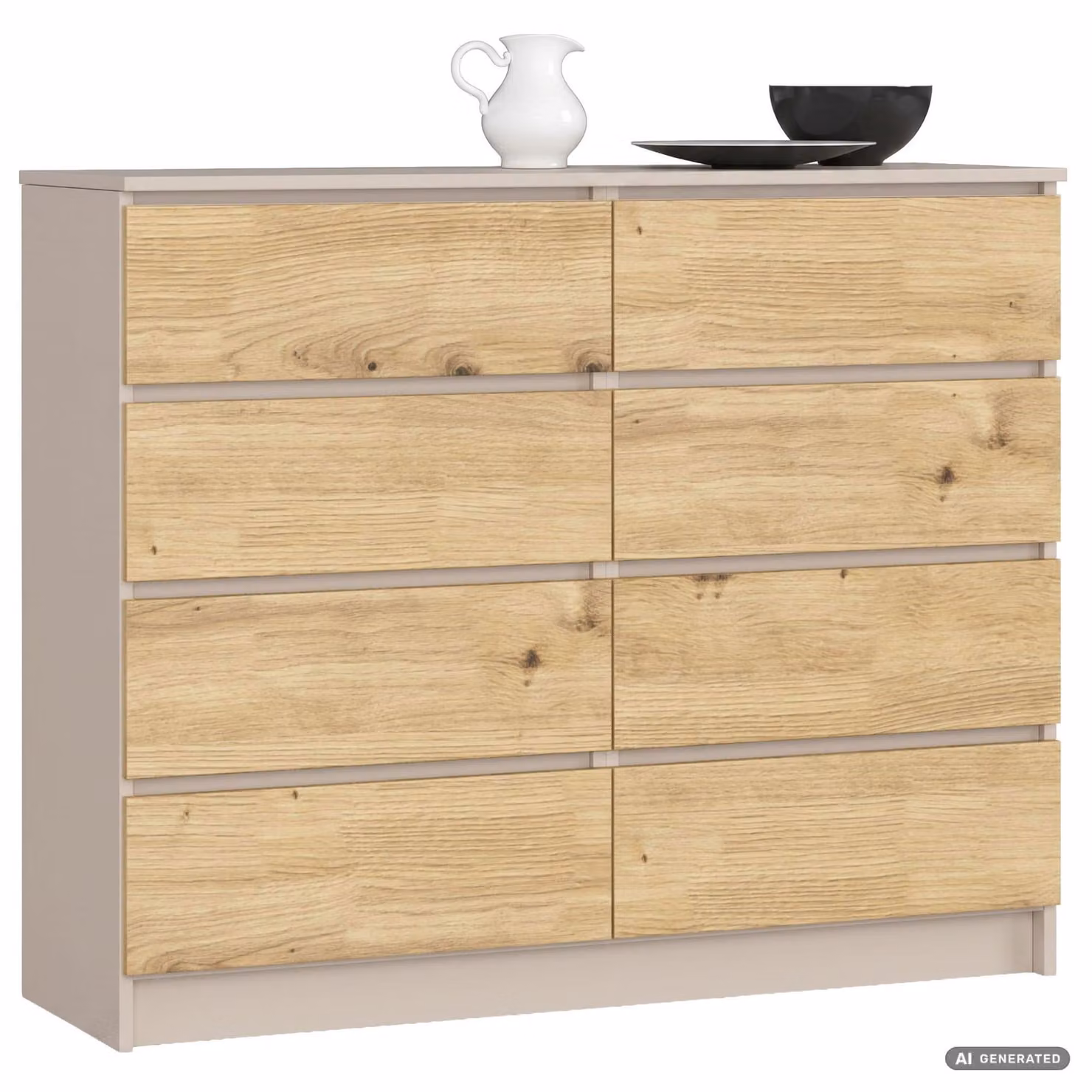 Comò K120 Cashmere 120 cm 8 cassetti colore Rovere Artisan opaco 120x40x99 cm