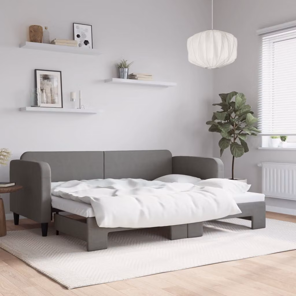 Divano Letto con Letto Estraibile vidaXL in Tessuto Grigio per Soggiorno e Camera da Letto L/P: 80 x 200 cm