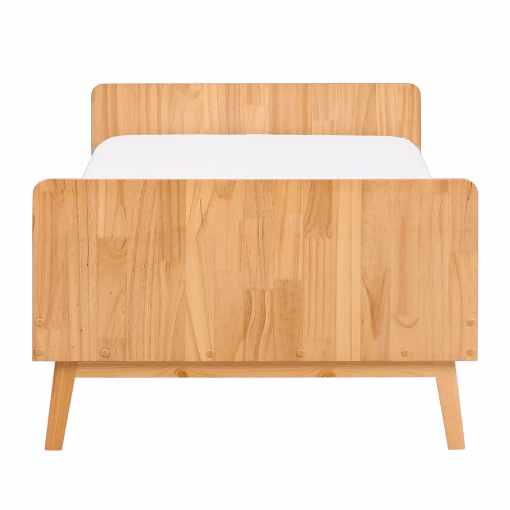 Letto singolo moderno BELIANI in legno di pino marrone chiaro con rete a doghe arcuate L/P/H: 200 x 90 x 21 cm – 2