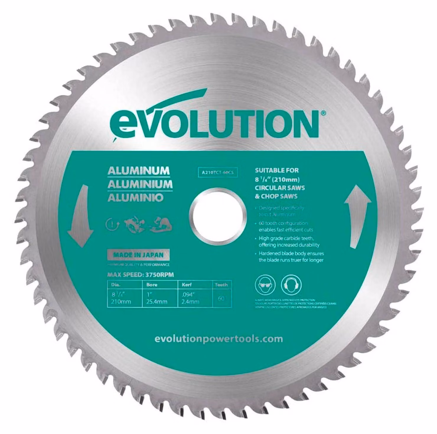 Evolution Power Tools A210TCT-60CS: lama per seghe circolari e seghe a disco, ideale per
