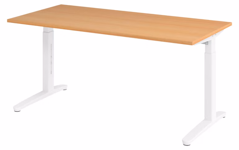 bümö Scrivania Serie-XB - Decorazione: faggio, dimensioni: 160 x 80 cm, struttura: bianco