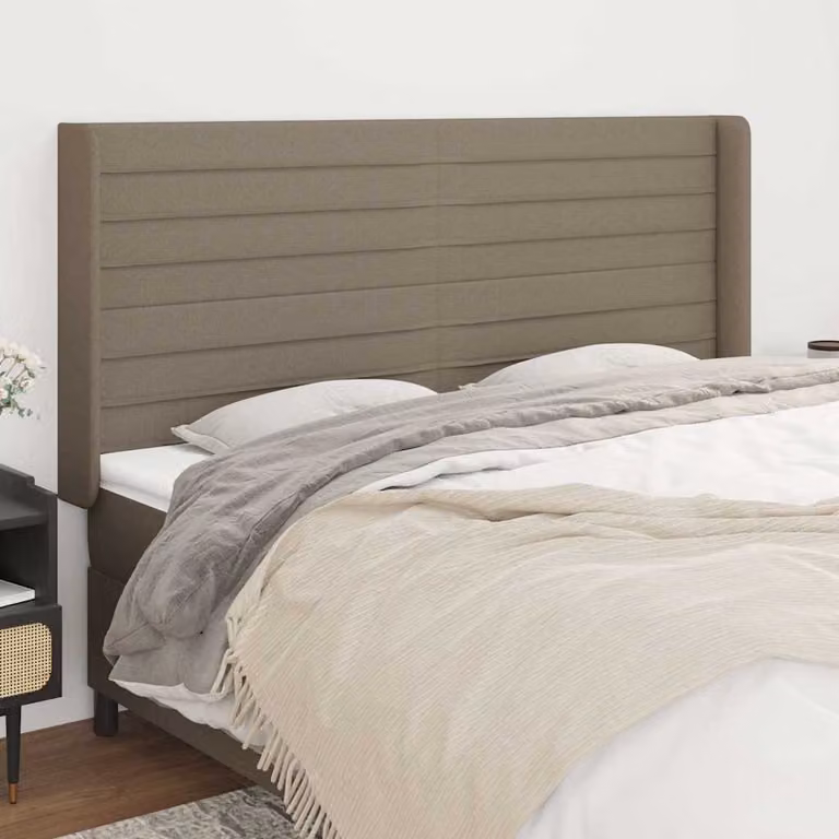 Testiera ad orecchio vidaXL in tessuto beige/grigio L: 163 cm, P: 16 cm, H: 118/128 cm