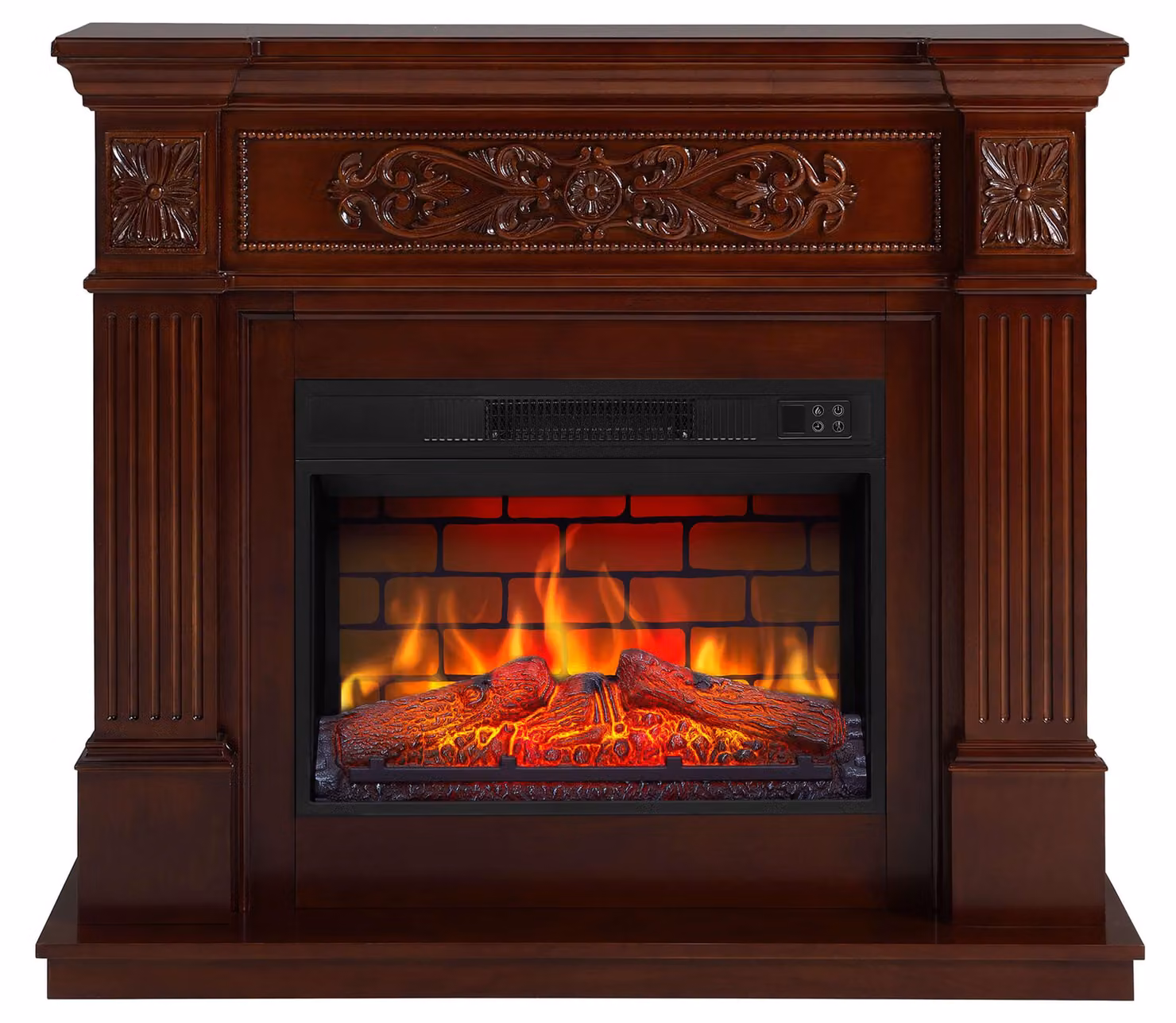 Camino elettrico ArtiFlame Toscana AF23BS color terracotta - autoportante, con fiamma LED, riscaldamento da 1,8 kW, adatto per ambienti fino a 30 m², con effetto sonoro