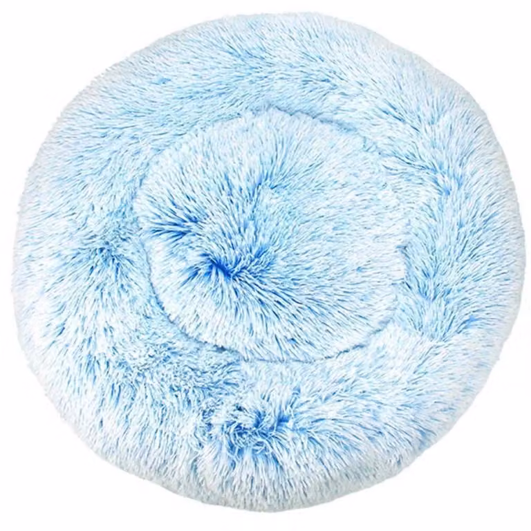 Cuccia rotonda in peluche a forma di ciambella, adatta a cani e gatti, diametro 90 cm, colore blu