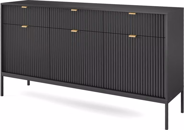 FURNLUX Credenza Avon Nero 154cm / Colore principale: Nero / Dimensioni: 154 x 83 x 39 cm