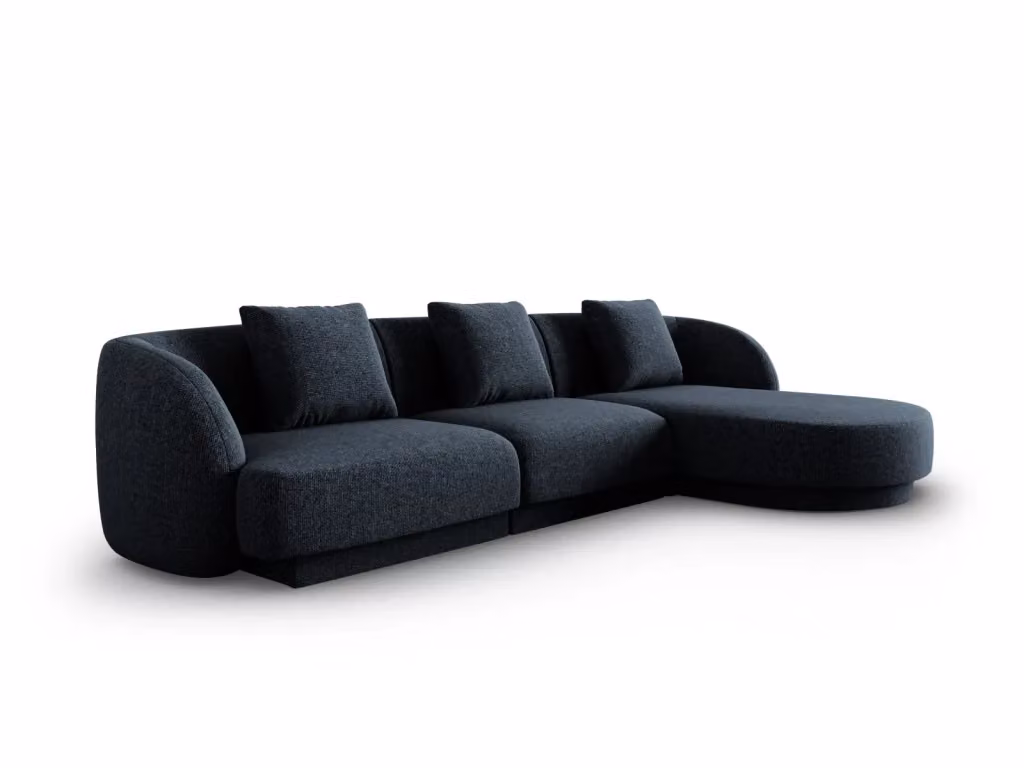 Divano angolare destro Tulum di Cosmopolitan Design, 4 posti, in tessuto blu, L 255 x P 174 x H 106 cm – 2