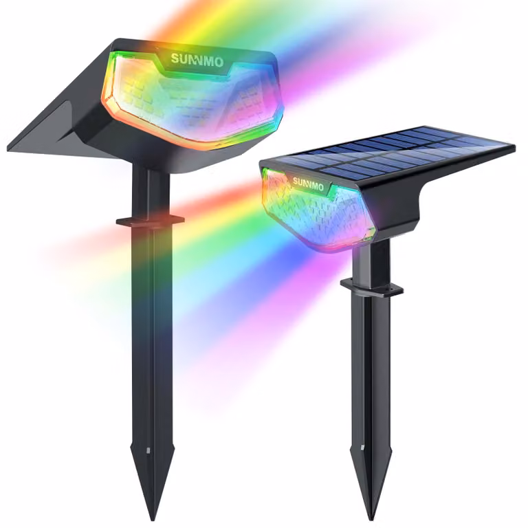 Lampade solari per esterni, set da 2, 10 modalità, impermeabili, RGB, per il giardino