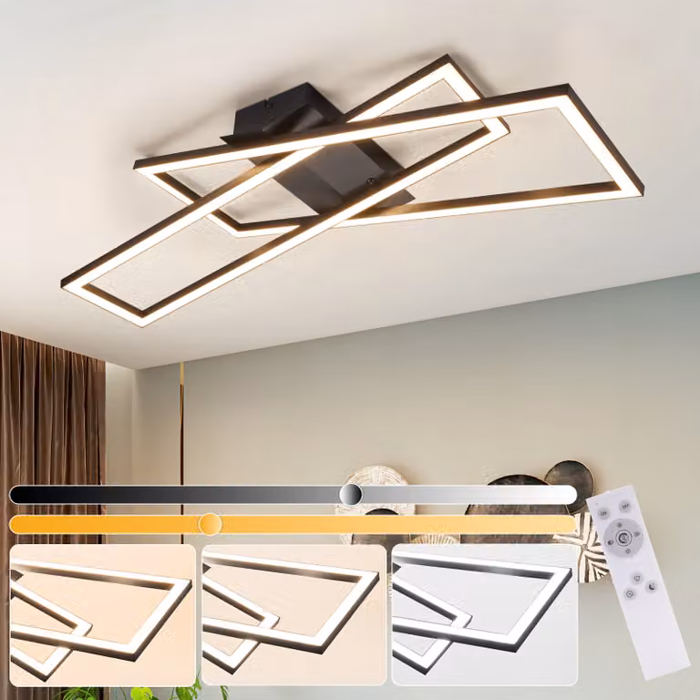ZMH LED lampada da soffitto nero soggiorno plafoniera dimmerabile con telecomando 36W moderna camera da letto lampada cucina lampada corridoio angolare plafoniere