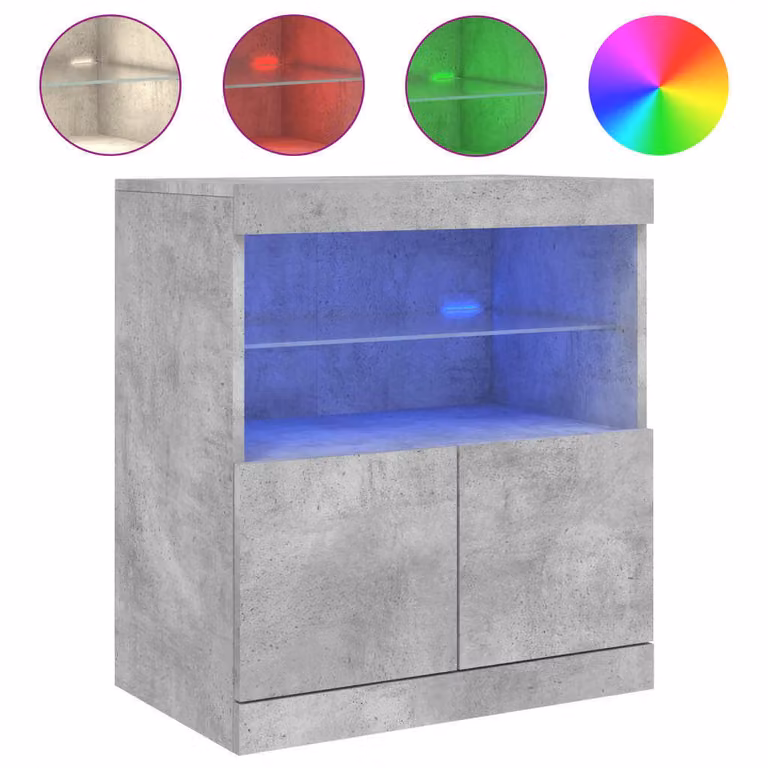 Credenza con Luci LED Grigio Cemento 60x37x67 cm