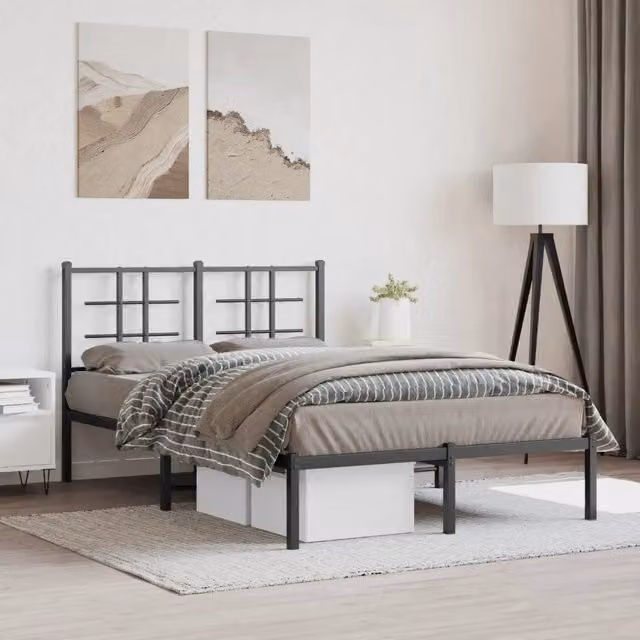 Giroletto con Testiera-Struttura Letto con testiera in Metallo Nero 120x200 cm 288261