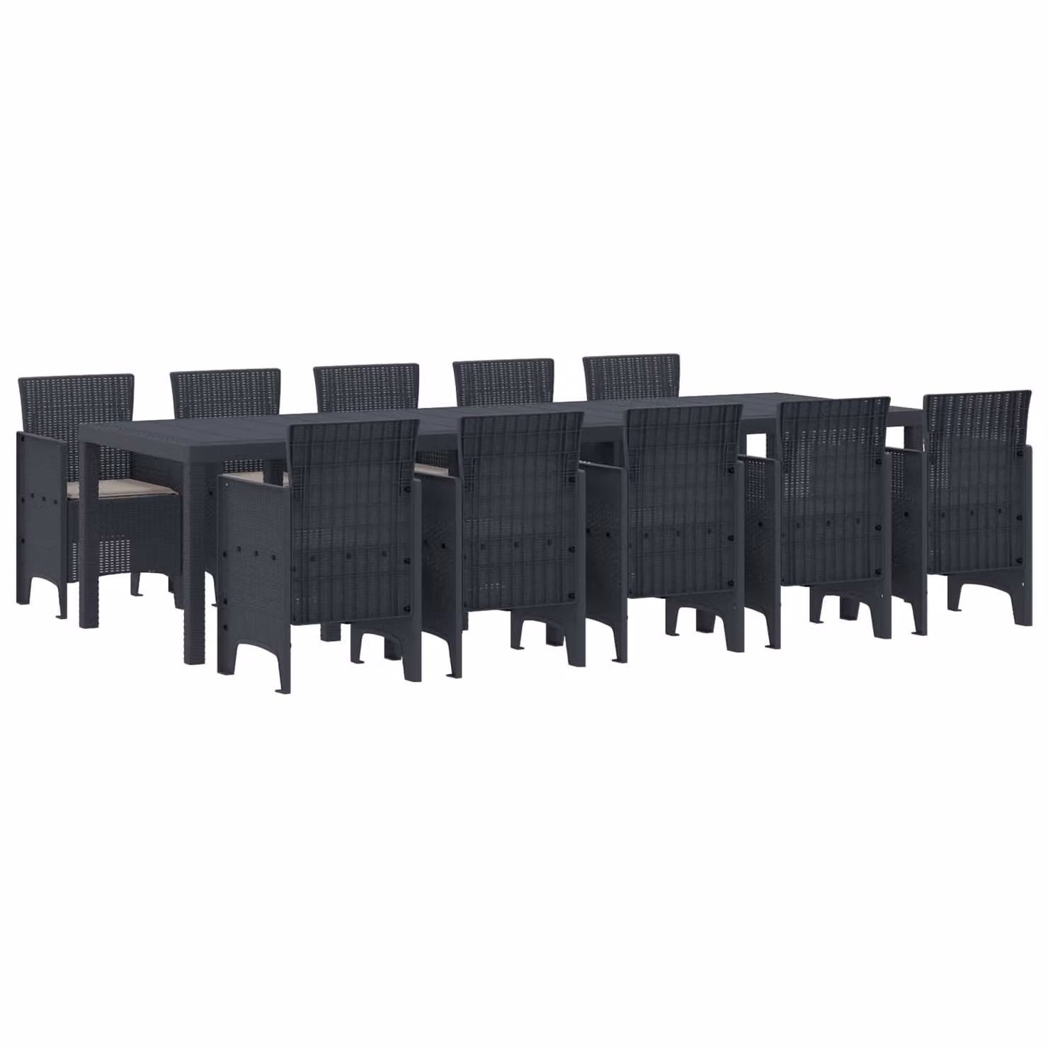 Set da pranzo per giardino e terrazzo vidaXL in polyrattan antracite, 11 pezzi