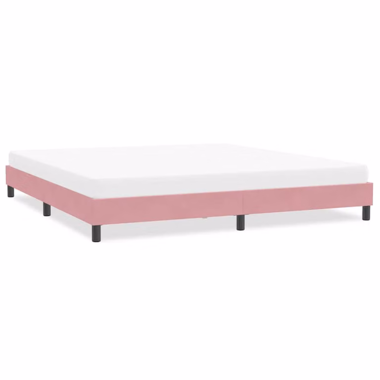 vidaXL Giroletto in Velluto Rosa con Doghe in Legno L: 203 cm, P: 213 cm