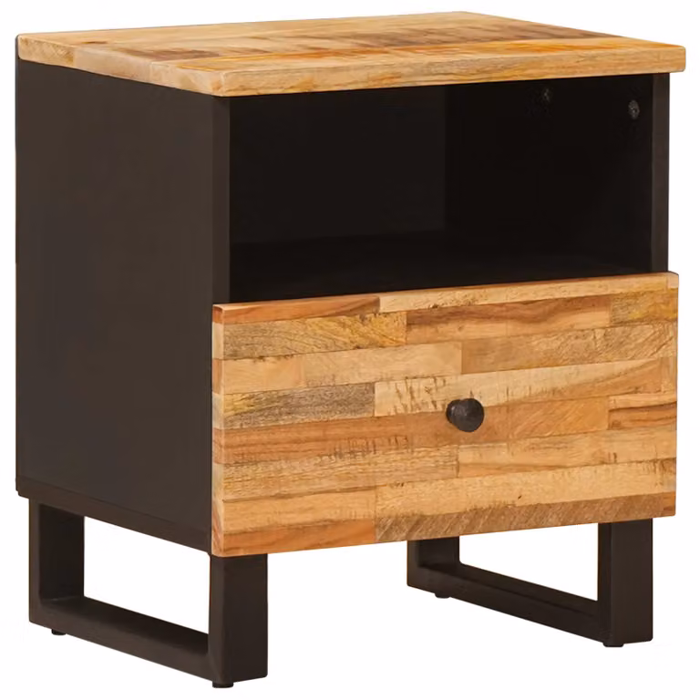 vidaXL Mobiletto da Letto in Legno di Mango Marrone L: 40 cm, P: 33 cm, H: 46 cm