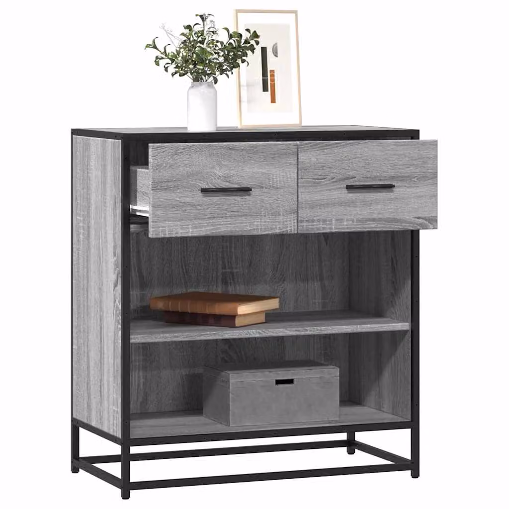 Credenza vidaXL in stile industriale in legno e metallo, Grigio, L: 68 cm, P: 35 cm, H: 76 cm
