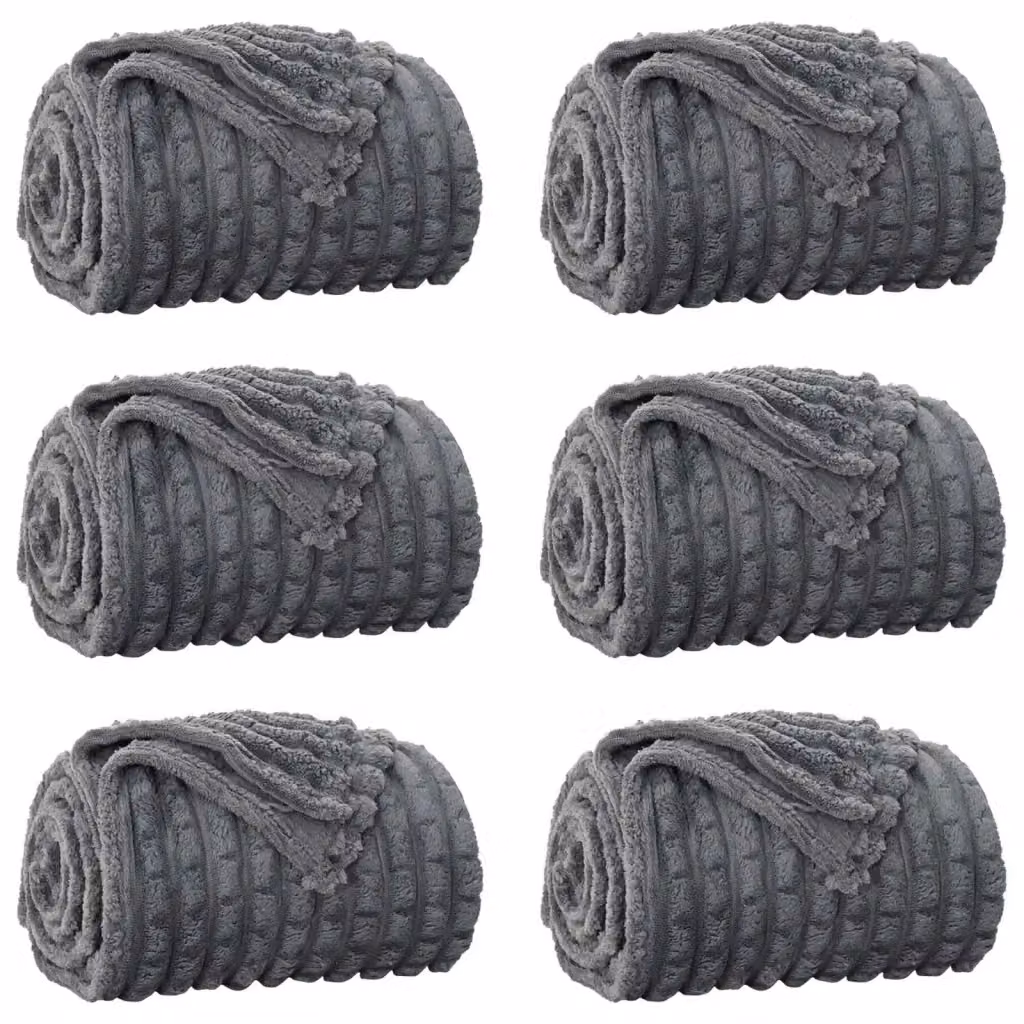 Set di 6 coperte in pile morbido vidaXL, colore grigio, L: 270 cm x P: 240 cm – 2