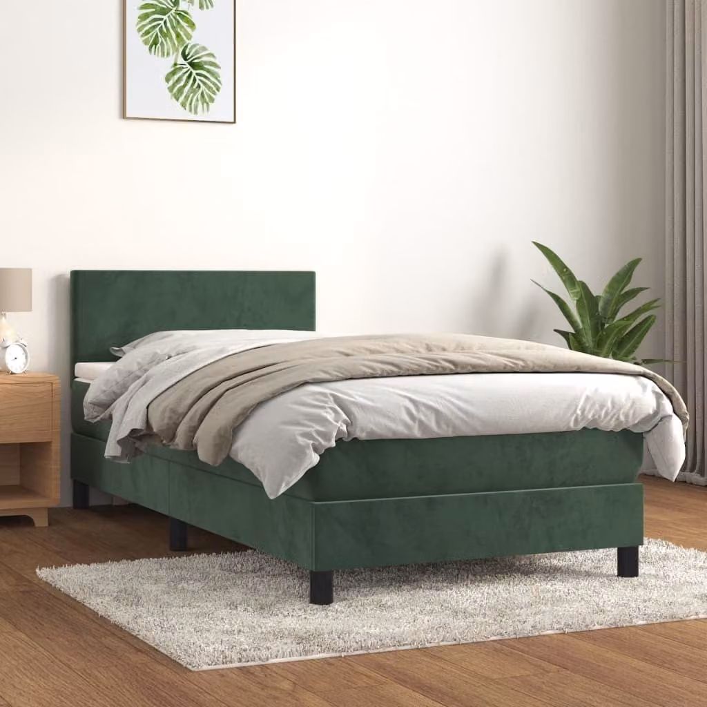 Maison Exclusive - Giroletto a Molle con Materasso Verde Scuro 80x200 cm Velluto