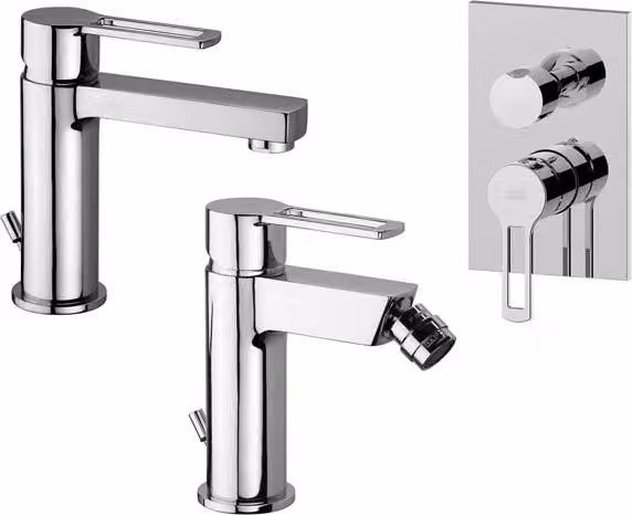 Paffoni set miscelatori lavabo, bidet scarico automatico e incasso doccia deviatore 2 vie cromato mod. Ringo