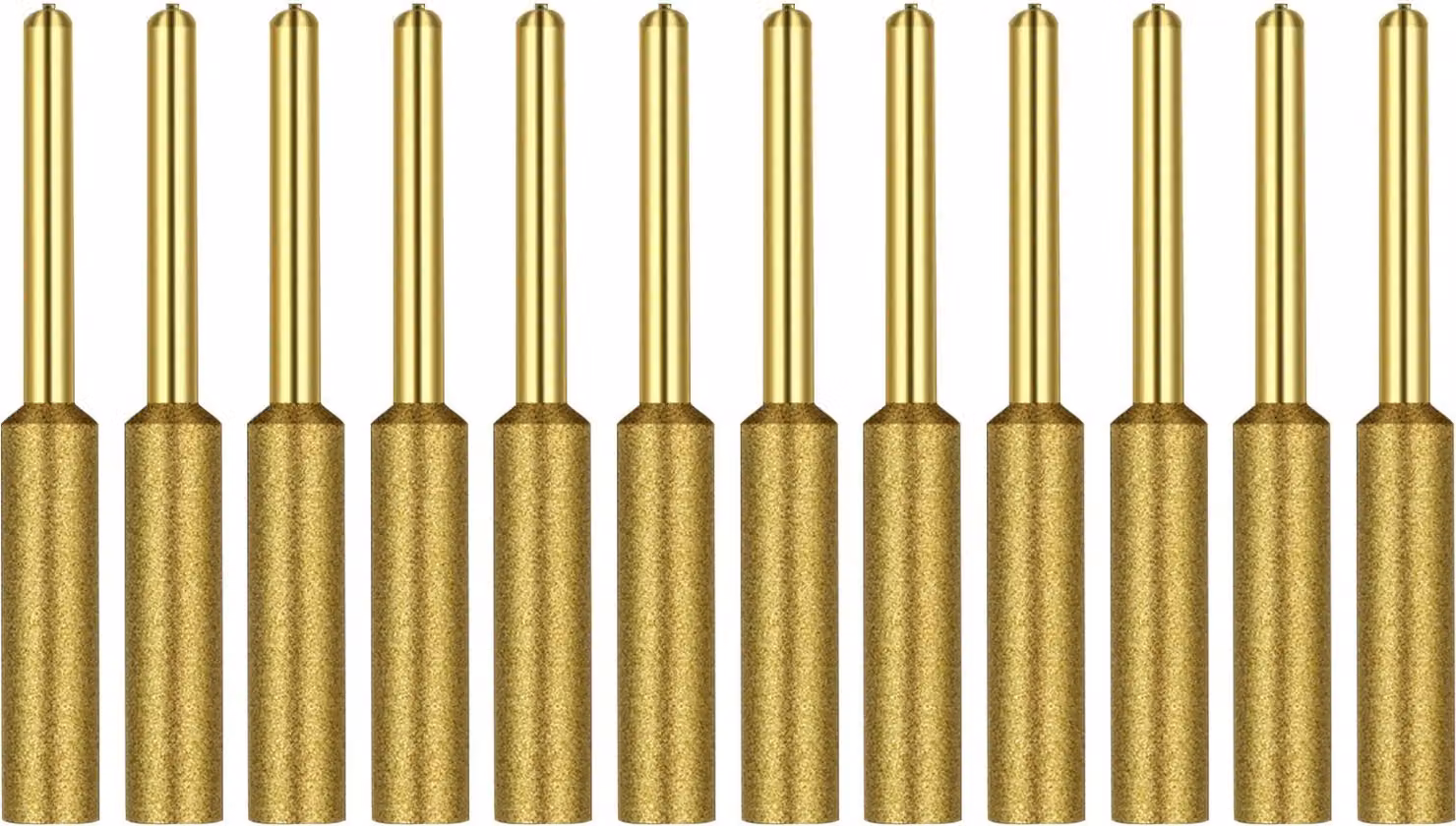 Affilacatene diamantato per motosega, rivestito in titanio, lima in pietra per bava, mole diamantate per motosega, pietra, gioielli, legno, 12 pezzi, 7/32 pollici