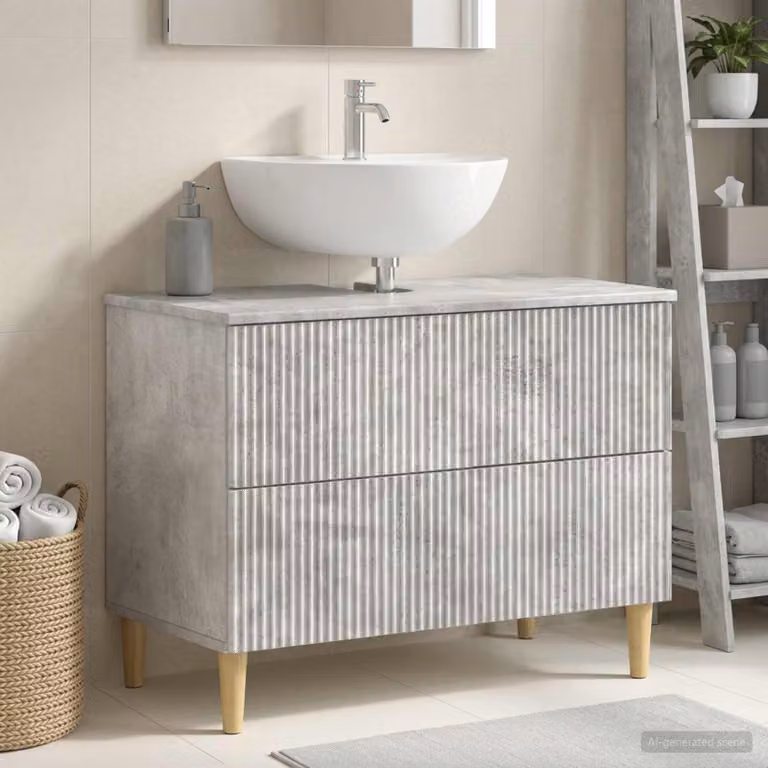 vidaXL Armadio per Lavabo da Bagno ARNHEM Moderno in MDF Grigio Opaco L: 82 cm, P: 59 cm, H: 41 cm
