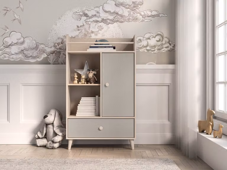 Cassettiera per cameretta bambini OLIVIA - beige / grigio
