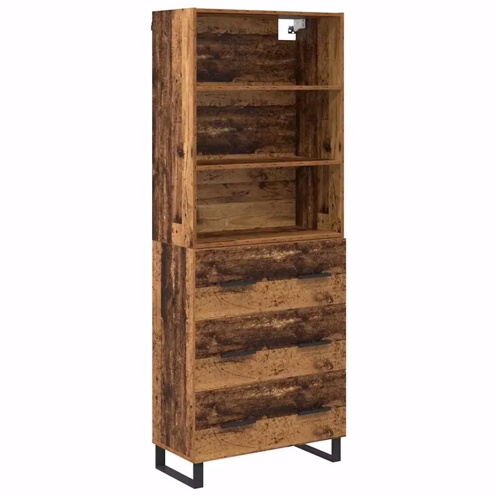 Set di 2 credenze vidaXL in legno vecchio marrone, stile minimalista, L: 69,5 cm, P: 34 cm, H: 180 cm – 2
