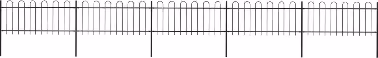 Recinzione da Giardino con Parte Superiore ad Anello in Acciaio 892,5x80 cm Nero