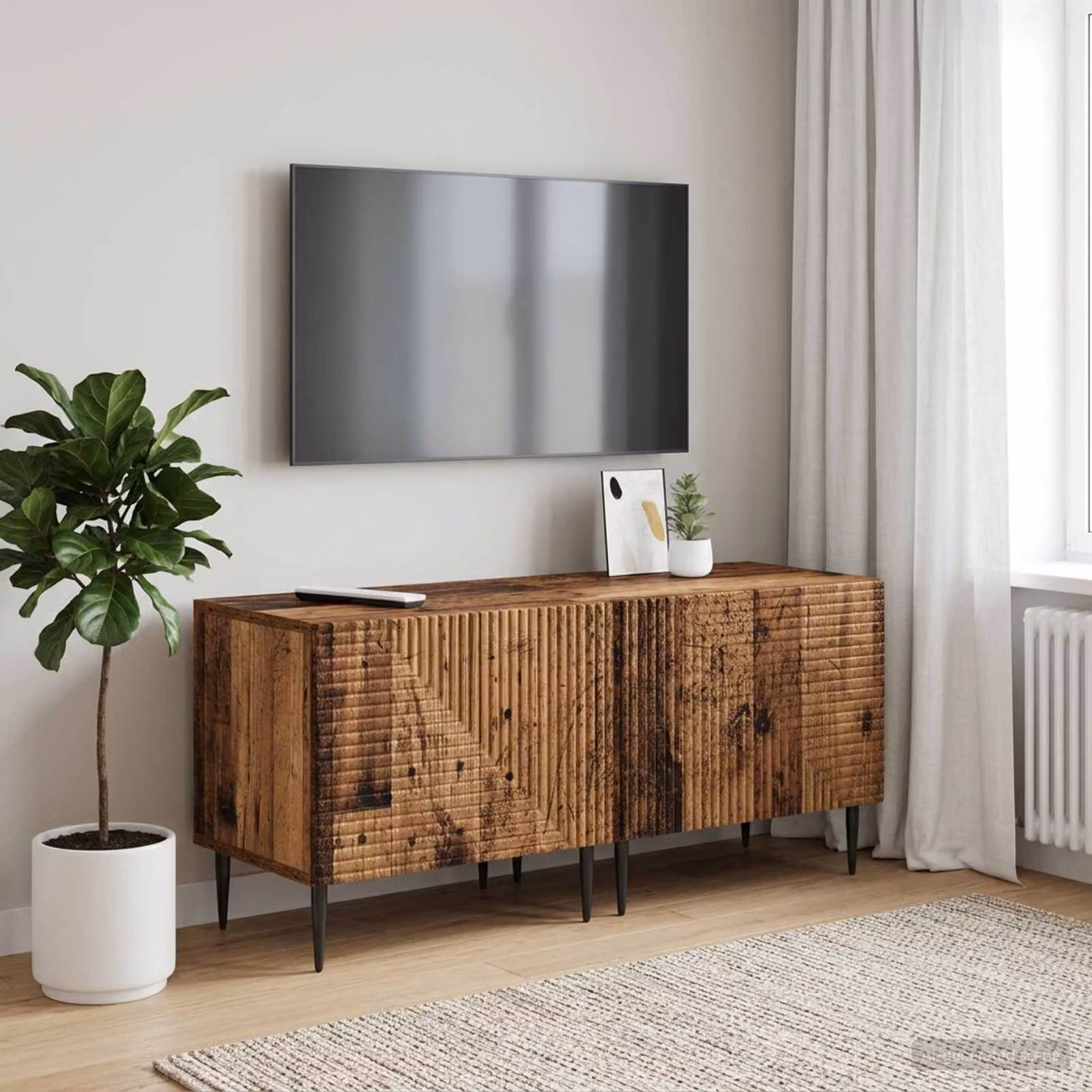 Mobile TV vidaXL in legno marrone con scomparti multimediali e design moderno