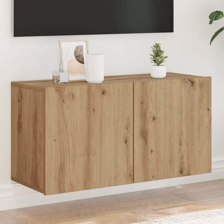 Mobile TV da parete vidaXL in legno Rovere Artigianale, Marrone, L 80 cm x P 30 cm x H 41 cm