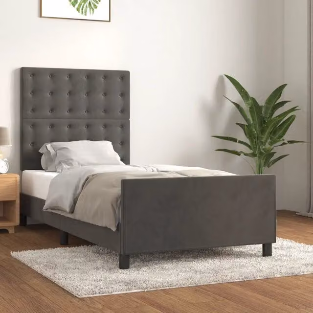Giroletto senza Materasso-Struttura Letto Grigio Scuro 80x200 cm Velluto 745345