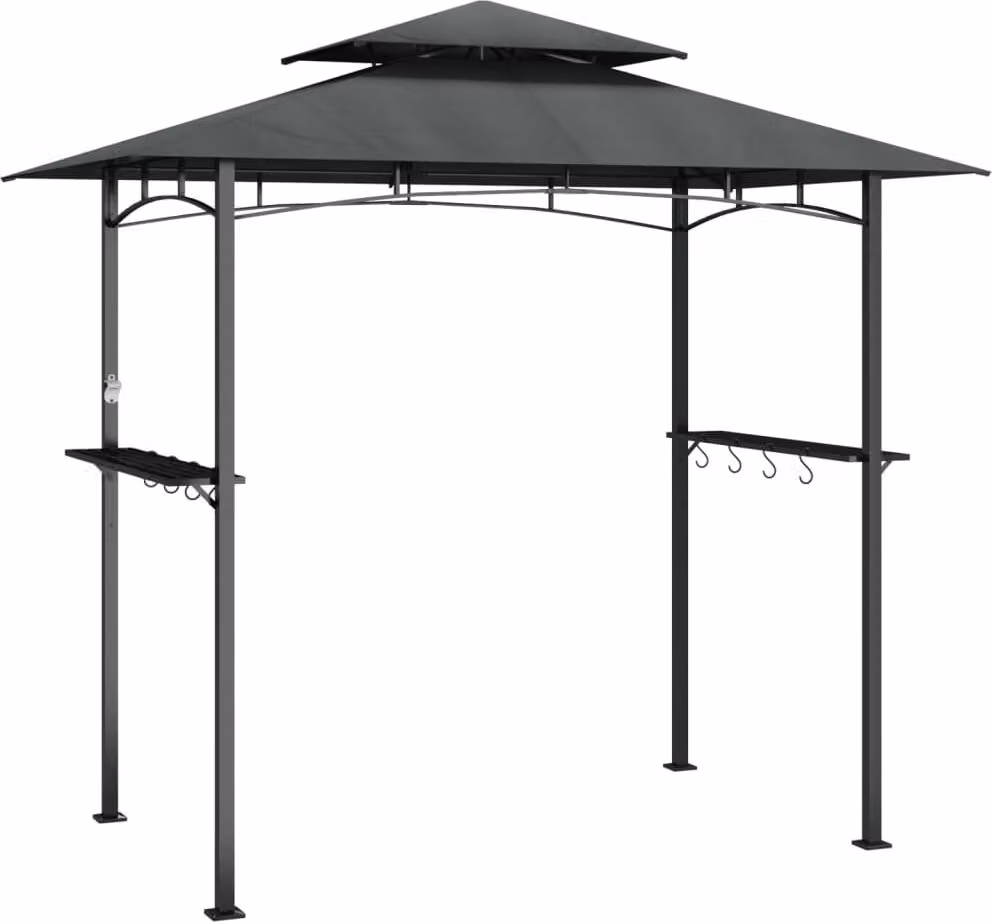 Gazebo Barbecue Ripiani Laterali Antracite 240x150x243 Acciaio