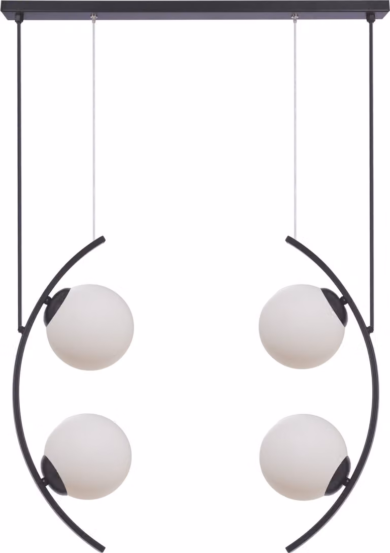 Lampada a sospensione HELIX in vetro bianco e nero, 4xE14x8W, metallo, dimensioni: 90x64x14 cm, IP20, Zuma Line